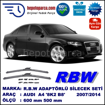 AUDI A4 [8K2; B8] 11.2007-..., 600 / 500 mm.  RBW  ADAPTÖRLÜ MUZ SİLECEK SETİ