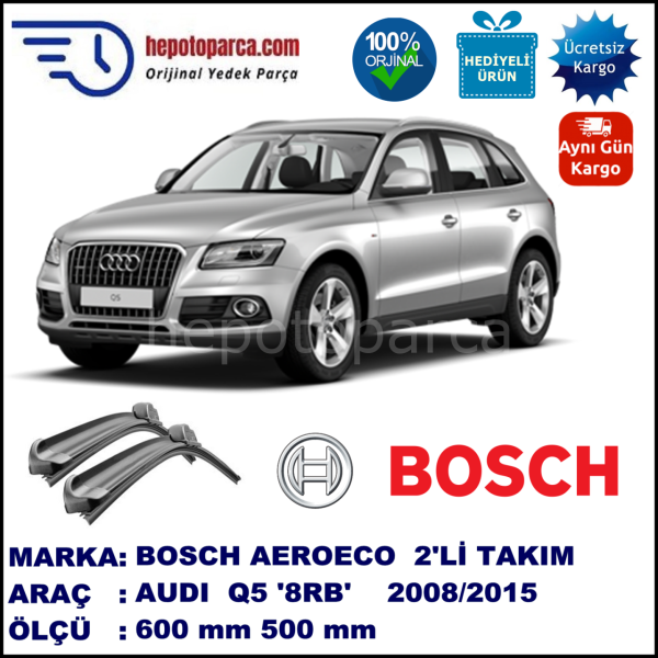 AUDI Q5 [8RB] 11.2008-..., 600 / 500 mm. BOSCH AEROECO Aparatlı Muz Silecek