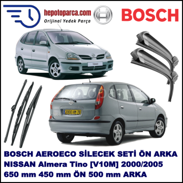 NISSAN Almera Tino [V10M] 05,2000-12,2005 Bosch Aeroeco Ön ve Arka Silecek Takımı