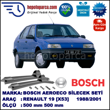 RENAULT 19 [X53] 09.1988-12.2001, 500 / 500 mm. BOSCH AEROECO Aparatlı Muz Silecek