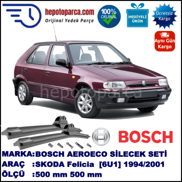 SKODA Felicia [6U1] 10.1994-08.2001, 500 / 500 mm. BOSCH AEROECO Aparatlı Muz Silecek