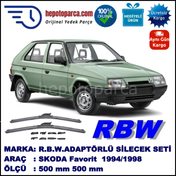 SKODA Favorit  10.1994-12.1998, 500 / 500 mm.  RBW  ADAPTÖRLÜ MUZ SİLECEK SETİ