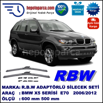 BMW X5 [E 70] 11.2006-03.2012, 600 / 500 mm.  RBW  ADAPTÖRLÜ MUZ SİLECEK SETİ