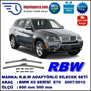 BMW X5 [E 70] 04.2012-..., 600 / 500 mm.  RBW  ADAPTÖRLÜ MUZ SİLECEK SETİ