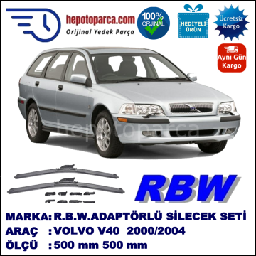 VOLVO V40 I  05.2000-06.2004, 500 / 500 mm.  RBW  ADAPTÖRLÜ MUZ SİLECEK SETİ