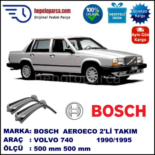 VOLVO 740  09.1990-07.1995, 500 / 500 mm. BOSCH AEROECO Aparatlı Muz Silecek