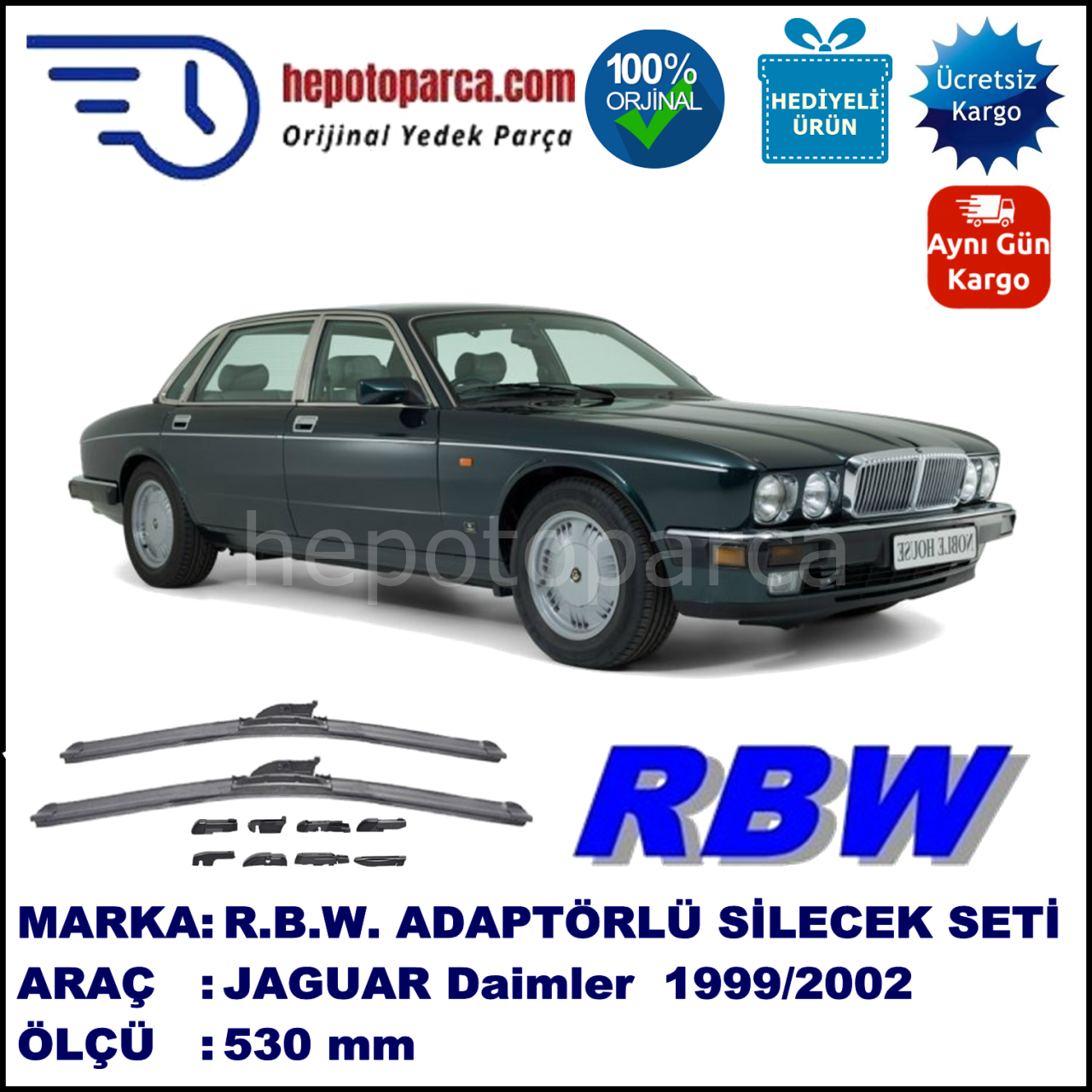 JAGUAR Daimler  01.1999-08.2002, 530 / - mm.  RBW  ADAPTÖRLÜ MUZ SİLECEK SETİ