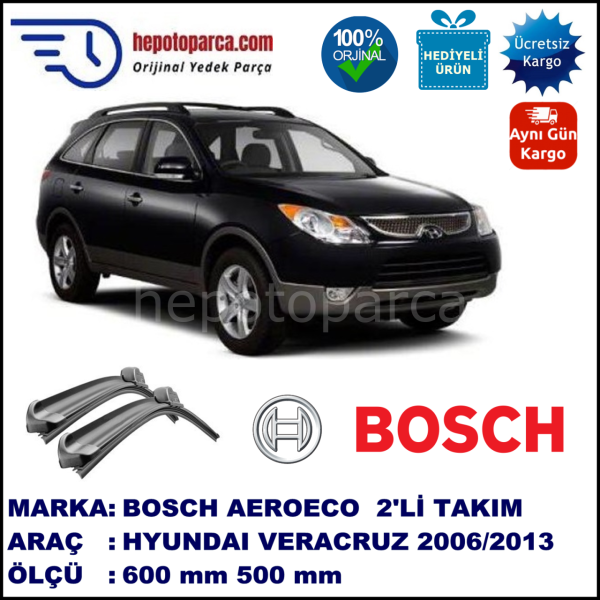 HYUNDAI Veracruz  10.2006-..., 600 / 500 mm. BOSCH AEROECO Aparatlı Muz Silecek