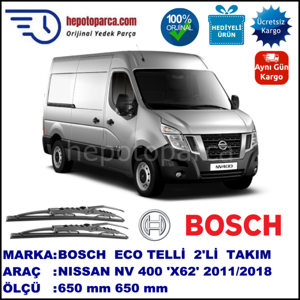 NISSAN NV400 [X62] 09.11-... 650 / 650 mm. BOSCH ECO Telli Silecek 2'li Takım