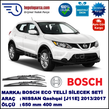 NISSAN Qashqai [J11E] 12.13-... 650 / 400 mm. BOSCH ECO Telli Silecek 2'li Takım