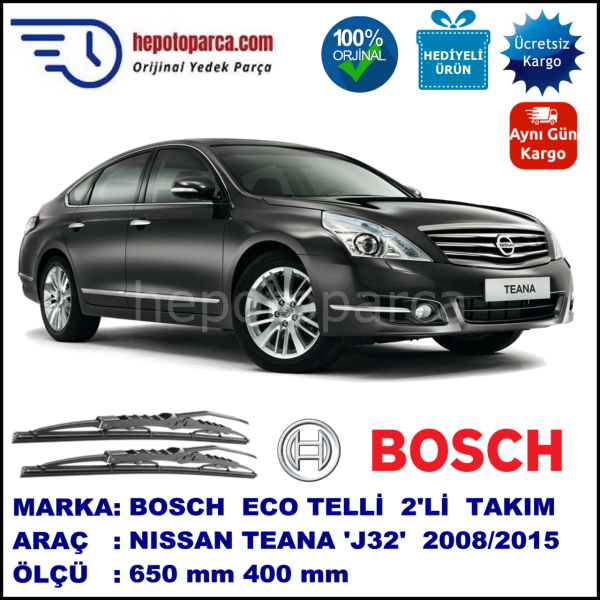 NISSAN Teana [J32, J32R] 06.08-... 650 / 400 mm. BOSCH ECO Telli Silecek 2'li Takım