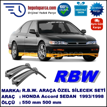 HONDA Accord Sedan [CC; CE/CF] 03.93-10.98 550 / 500 mm. RBW Muz Silecek Seti  2'li Takım. U Kanca Uyumludur.