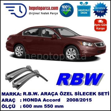 HONDA Accord  [CU/CW] 07.08-... 600 / 550 mm. RBW Muz Silecek Seti  2'li Takım. U Kanca Uyumludur.
