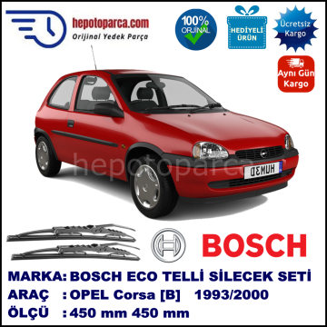 OPEL Corsa [B] 03.93-09.00 450 / 450 mm. BOSCH ECO Telli Silecek 2'li Takım