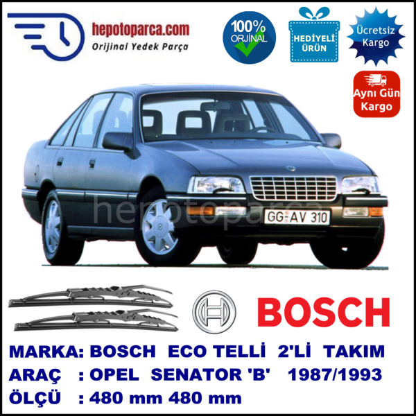 OPEL Senator [B] 09.87-09.93 480 / 480 mm. BOSCH ECO Telli Silecek 2'li Takım