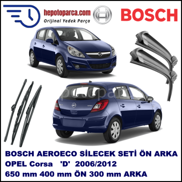 OPEL Corsa [D] 07,2006-,,, Bosch Aeroeco Ön ve Arka Silecek Takımı