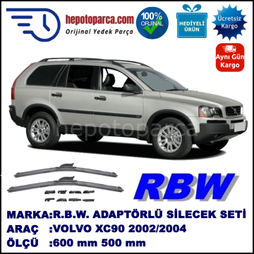 VOLVO XC90  10.2002-07.2004, 600 / 500 mm.  RBW  ADAPTÖRLÜ MUZ SİLECEK SETİ