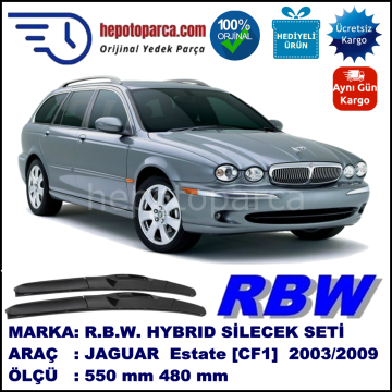 JAGUAR X-Type Estate [CF1] 03.03-12.09 550 / 480 mm. RBW Hybrid Silecek Seti. U Kanca Uyumlu Hibrit