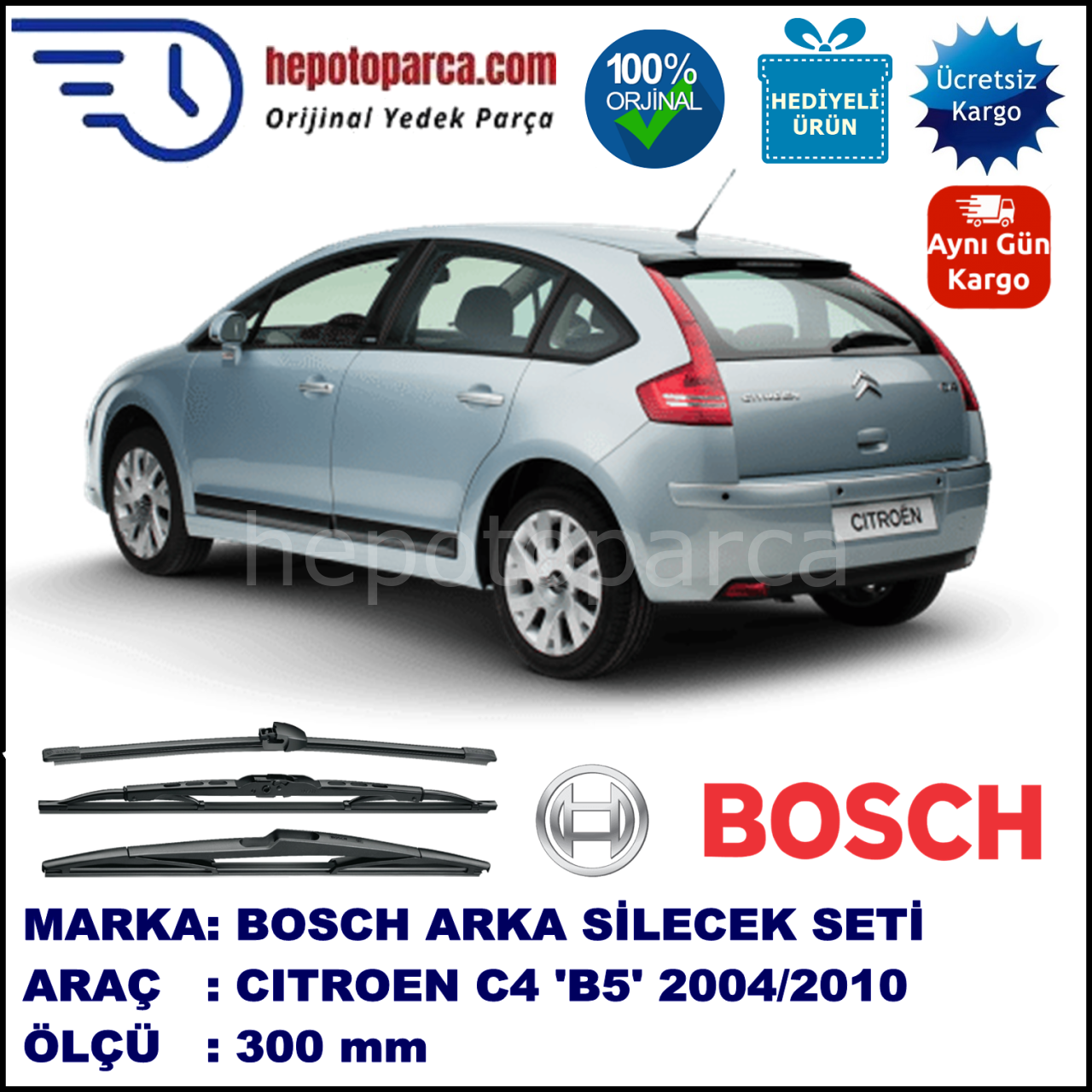 CITROEN C4 [B5] 300 mm 11.2004-08.2010 BOSCH Arka Silecek
