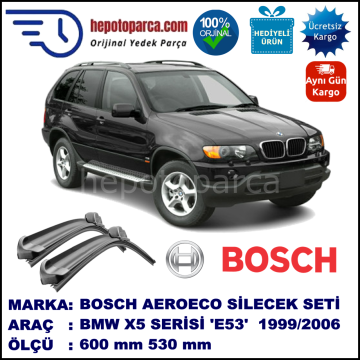 BMW X5 [E 53] 03.1999-10.2006, 600 / 530 mm. BOSCH AEROECO Aparatlı Muz Silecek