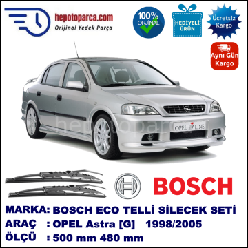 OPEL Astra [G] 03.98-01.05 500 / 480 mm. BOSCH ECO Telli Silecek 2'li Takım