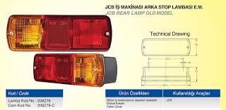 ÇERAY 206278C  JCB İŞ MAKİNASI STOP LAMBA CAMI EM ÇERAY