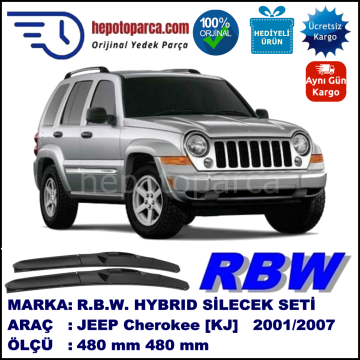 JEEP Cherokee [KJ] 03.01-12.07 480 / 480 mm. RBW Hybrid Silecek Seti. U Kanca Uyumlu Hibrit