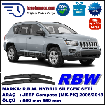 JEEP Compass [MK, PK] 10.06-... 550 / 500 mm. RBW Hybrid Silecek Seti. U Kanca Uyumlu Hibrit