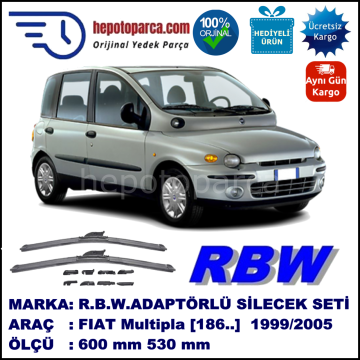 FIAT Multipla [186..] 01.1999-12.2005, 600 / 530 mm.  RBW  ADAPTÖRLÜ MUZ SİLECEK SETİ