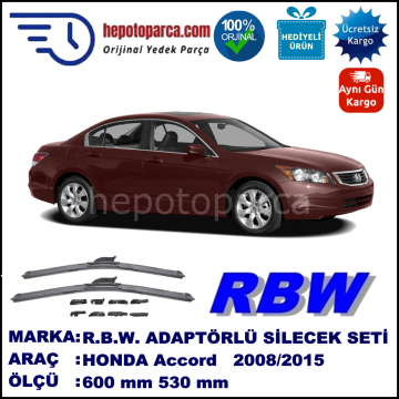 HONDA Accord  [CU/CW] 07.2008-..., 600 / 530 mm.  RBW  ADAPTÖRLÜ MUZ SİLECEK SETİ