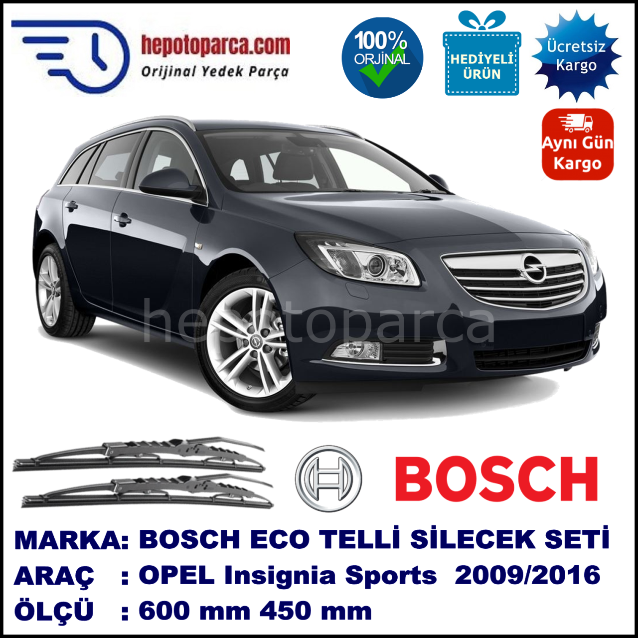 OPEL Insignia Sports Tourer [35] 02.09-... 600 / 450 mm. BOSCH ECO Telli Silecek 2'li Takım