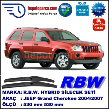 JEEP Grand Cherokee [WK] 08.04-... 530 / 530 mm. RBW Hybrid Silecek Seti. U Kanca Uyumlu Hibrit