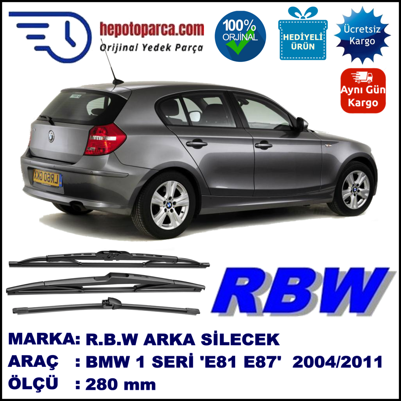 BMW Serie 1 [E 81; E 87] 280 mm 09.2004-12.2011 BOSCH Arka Silecek
