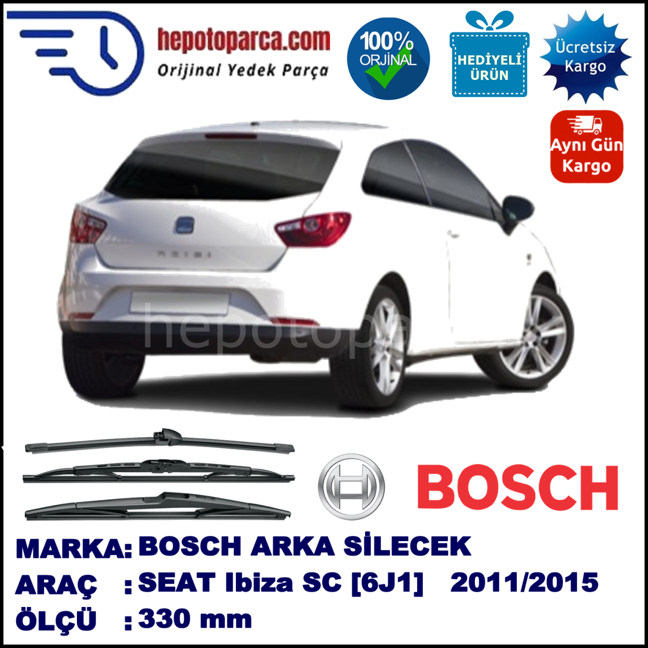 SEAT Ibiza SC [6J1] 330 mm 09.2011-... BOSCH Arka Silecek