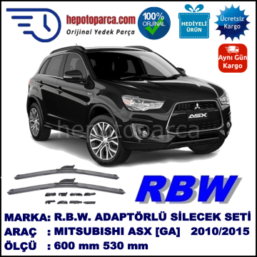 MITSUBISHI ASX [GA] 04.2010-..., 600 / 530 mm.  RBW  ADAPTÖRLÜ MUZ SİLECEK SETİ