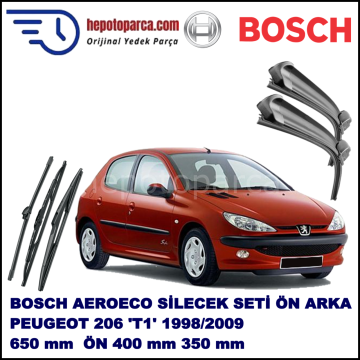 PEUGEOT 206 [T1] 06,1998-02,2009 Bosch Aeroeco Ön ve Arka Silecek Takımı