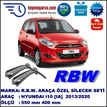 HYUNDAI i10 [IA] 09.13-... 550 / 400 mm. RBW Muz Silecek Seti  2'li Takım. U Kanca Uyumludur.