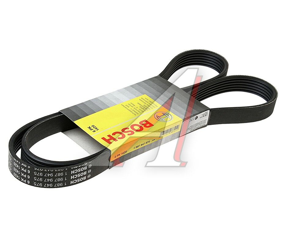 BOSCH_1987947975 Kanallı V-Kayışı6PK1420FORD; TOYOTA; CHRYSLER; REN Avensis 1.8i 16V 200301 - 200811; Transit FT 080 2.5 D 199408 - 200008; Transit FT 100 2.5 TD 199408 - 200008; Corolla 1.6i 200201 - 200702; Voyager 2.5 CRD 200109 - 200708; Avensis 1.8i