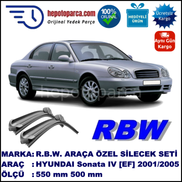 HYUNDAI Sonata IV [EF] 04.01-01.05 550 / 500 mm. RBW Muz Silecek Seti  2'li Takım. U Kanca Uyumludur.