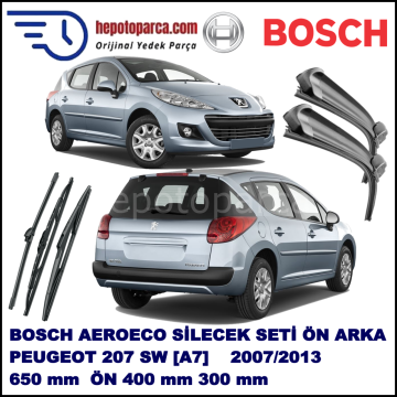 PEUGEOT 207 SW [A7] 06,2007-,,, Bosch Aeroeco Ön ve Arka Silecek Takımı