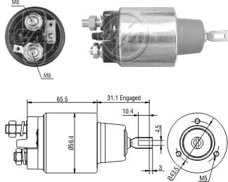 ZM 1575  MARŞ OTOMATİĞİ 12V LAND ROVER FİŞLİ ÇAPRAZ 0331303168