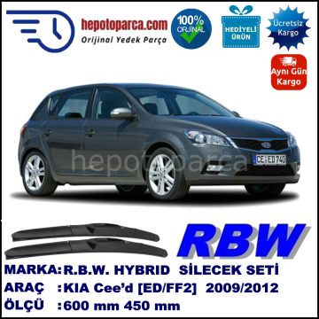 KIA Cee’d [ED/FF2] 07.09-12.12 600 / 450 mm. RBW Hybrid Silecek Seti. U Kanca Uyumlu Hibrit