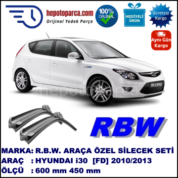 HYUNDAI i30 [FD] 04.10-01.13 600 / 450 mm. RBW Muz Silecek Seti  2'li Takım. U Kanca Uyumludur.