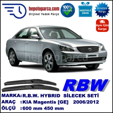 KIA Magentis [GE] 02.06-... 600 / 450 mm. RBW Hybrid Silecek Seti. U Kanca Uyumlu Hibrit