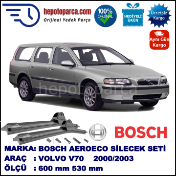 VOLVO V70 II  03.2000-07.2003, 600 / 530 mm. BOSCH AEROECO Aparatlı Muz Silecek