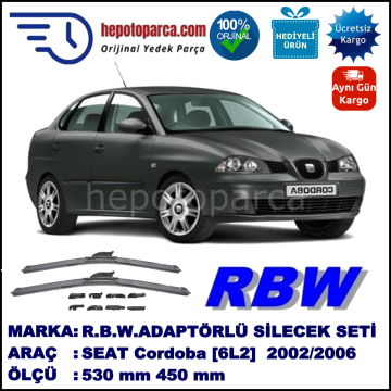 SEAT Cordoba [6L2] 09.2002-02.2006, 530 / 450 mm.  RBW  ADAPTÖRLÜ MUZ SİLECEK SETİ