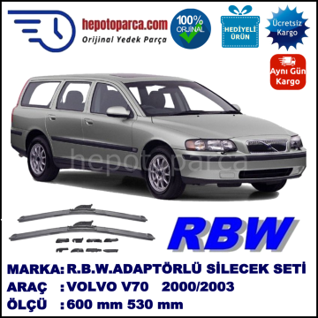 VOLVO V70 II  03.2000-07.2003, 600 / 530 mm.  RBW  ADAPTÖRLÜ MUZ SİLECEK SETİ