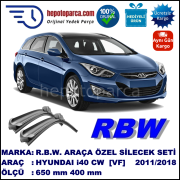HYUNDAI i40 CW Kombi [VF] 03.11-... 650 / 400 mm. RBW Muz Silecek Seti  2'li Takım. U Kanca Uyumludur.