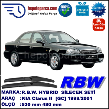 KIA Clarus II [GC] 06.98-11.01 530 / 480 mm. RBW Hybrid Silecek Seti. U Kanca Uyumlu Hibrit