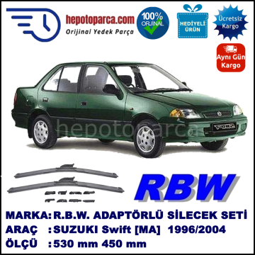 SUZUKI Swift [MA] 03.1996-12.2004, 530 / 450 mm.  RBW  ADAPTÖRLÜ MUZ SİLECEK SETİ